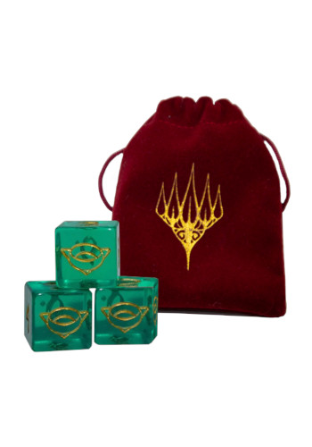 Conjunto de 3 dados D6 22mm e Bag Especial - O Senhor dos Anéis Cor dos Dados:Translucent Green