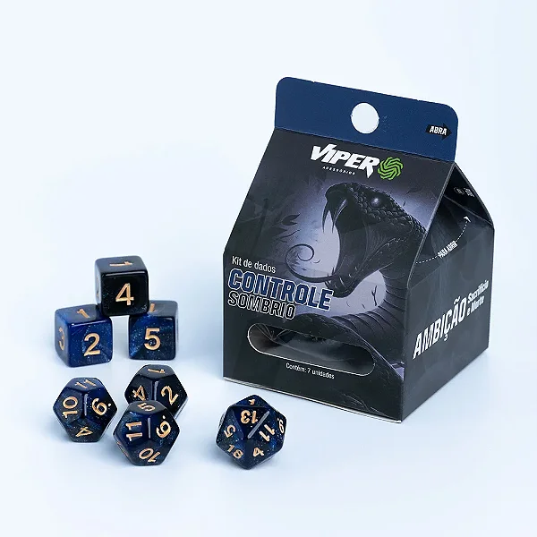 Kit de Dados Viper Guildas: Controle Sombrio (Preto/Azul)