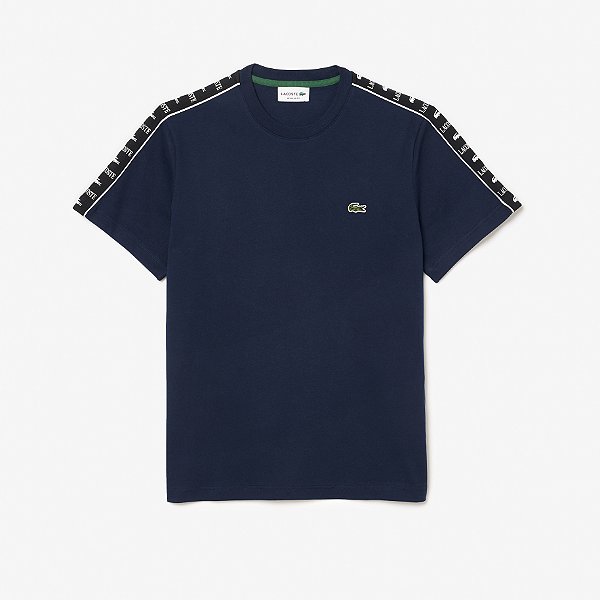 CAMISETA LISTRADA COM LOGOTIPO EM JERSEY DE ALGODÃO