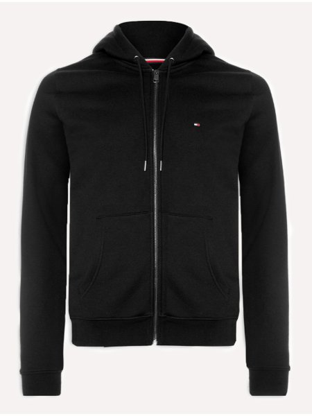 Moletom Tommy Hilfiger Masculino Flag Logo Zip-Through Hoody Preto