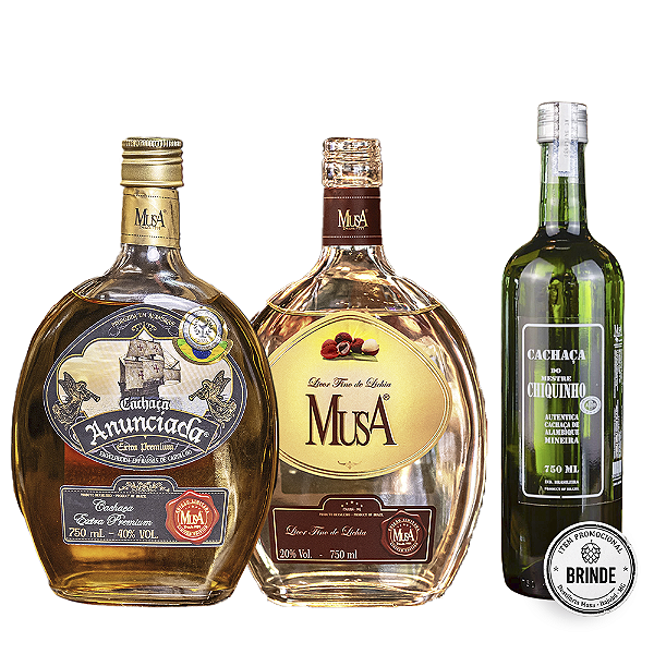 Kit Presente MusA — Cachaça Anunciada + Licor de Lichia + Brinde Chiquinho