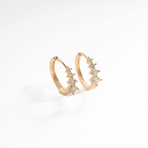 Argola 4 Pontos de Luz Banhado a Ouro 18k