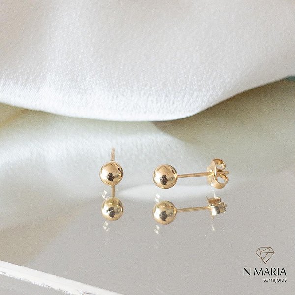 Brincos bolinha Banhado Ouro 18k