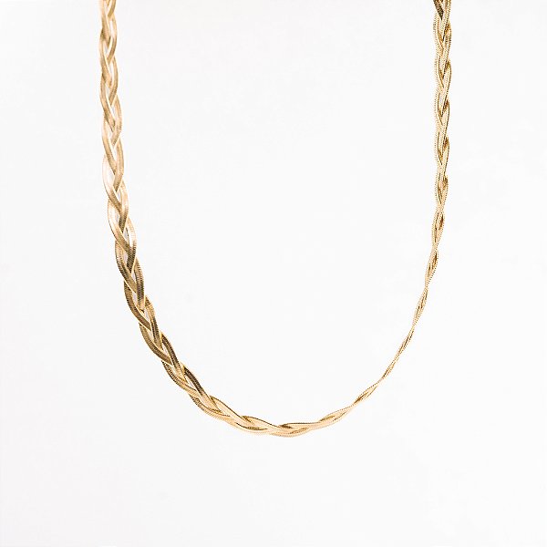 Colar Trançado Banhado Ouro 18k