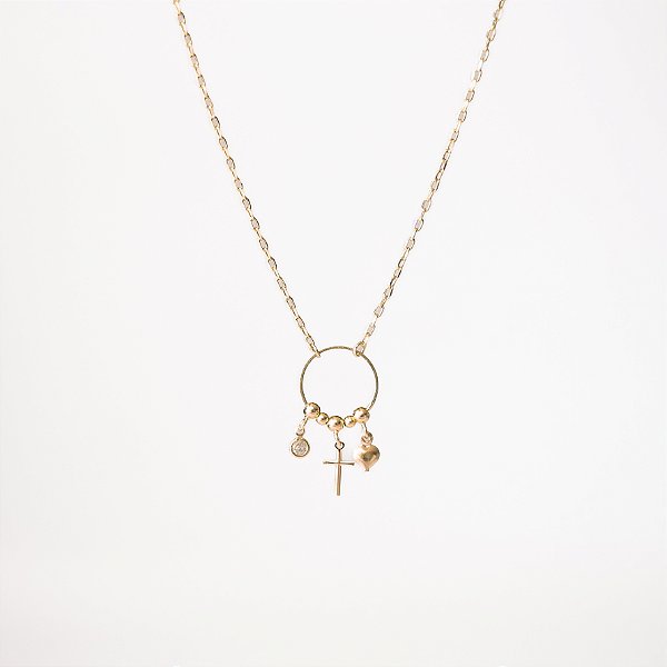 Colar Patua Cruz Banhado Ouro 18k