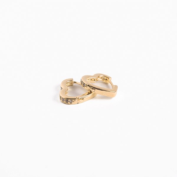 Brincos Argola Coração Cravejada  P Banhado Ouro 18k