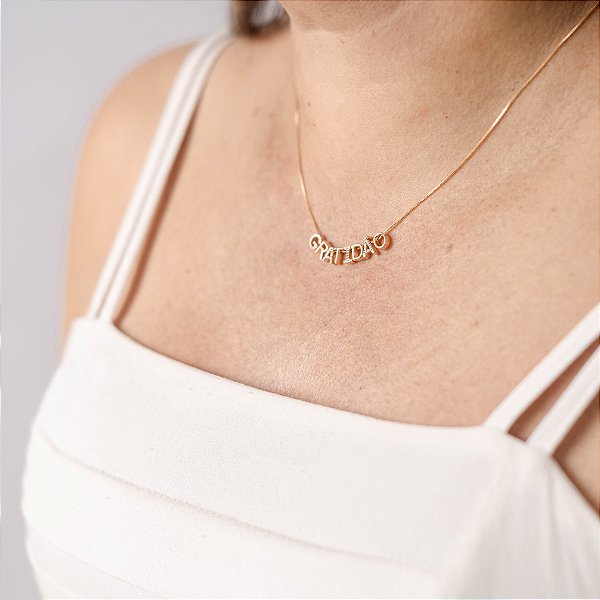 Colar Gratidão Banhado Ouro 18k