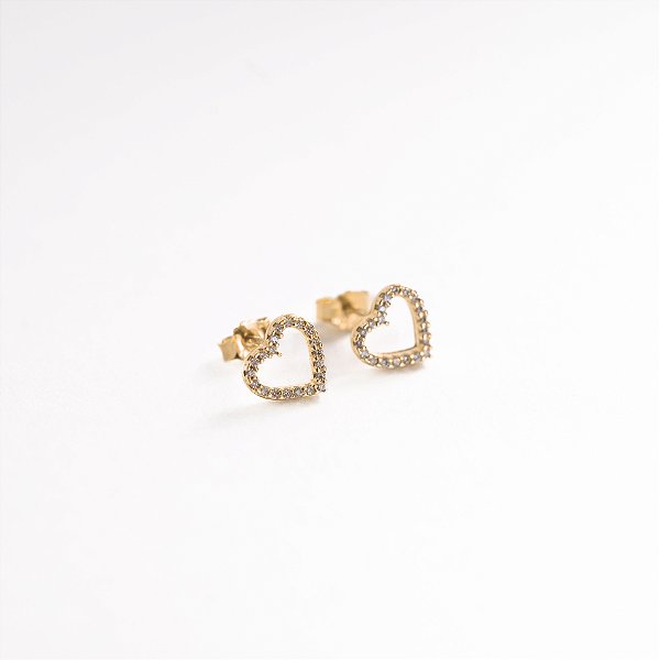 Brincos Amor Cravejado Banhado Ouro 18k