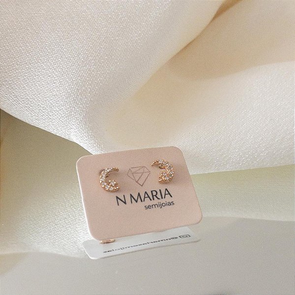 Brincos Lua Banhado Ouro 18k
