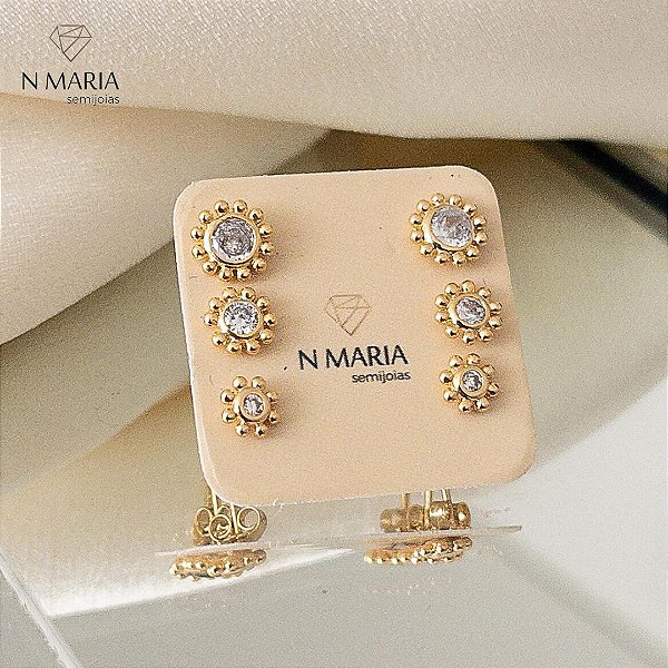 Trio Lara Banhado Ouro 18k