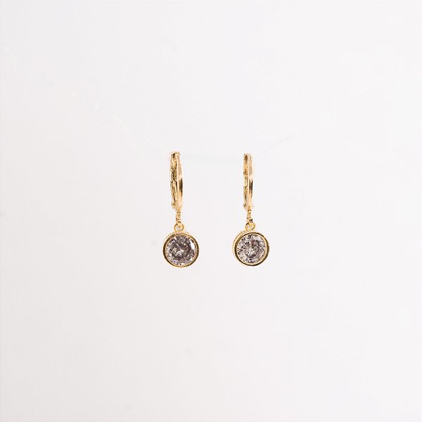 Brincos Argola Pedra de Luz Banhado Ouro 18k