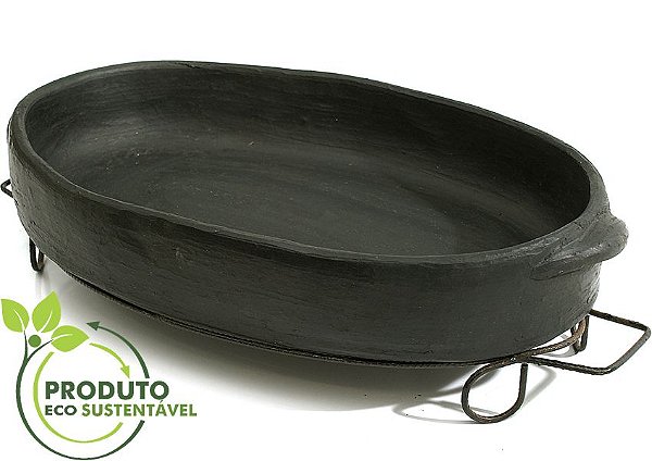 Assadeira De Barro Preto Capixaba Oval 30x20x6 CM