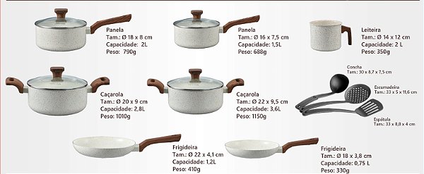 Jogo De Panelas Cerâmica 3 Camadas Indução Mimo Style Mármol - Vanilla