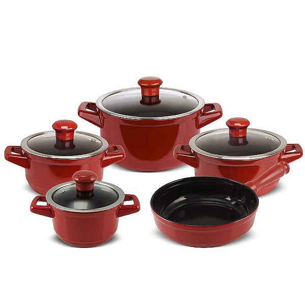 Conjunto Panelas de Cerâmica Duo Smart 5 peças Pomodoro