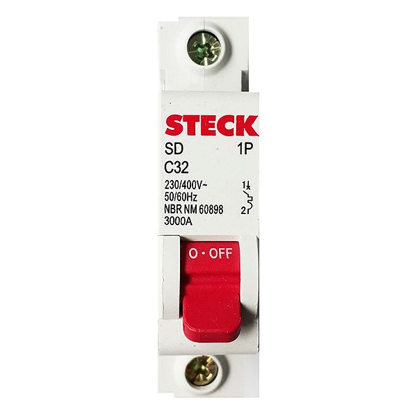 Kit 3 Disjuntores Unipolar 32A - Steck Modelo Din