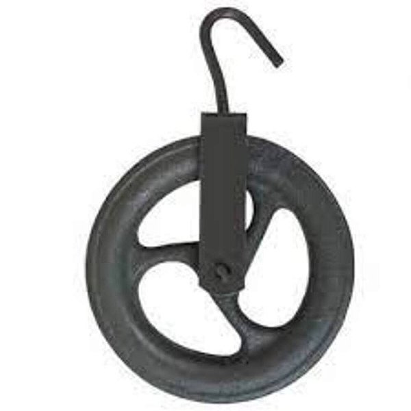 Carretilha Roldana 12cm Metalica C/Gancho - 100 Kg
