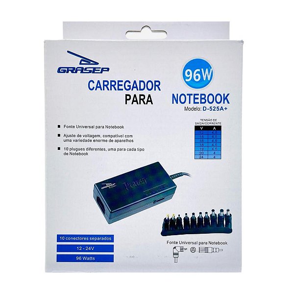 Carregador Universal Grasep Notebook 10 Pinos D-525A