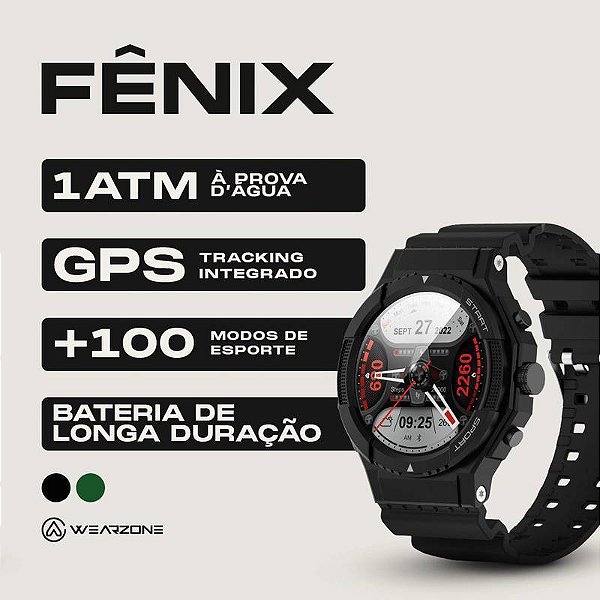 Smartwatch Fênix Wearzone 1ATM GPS 100 esportes