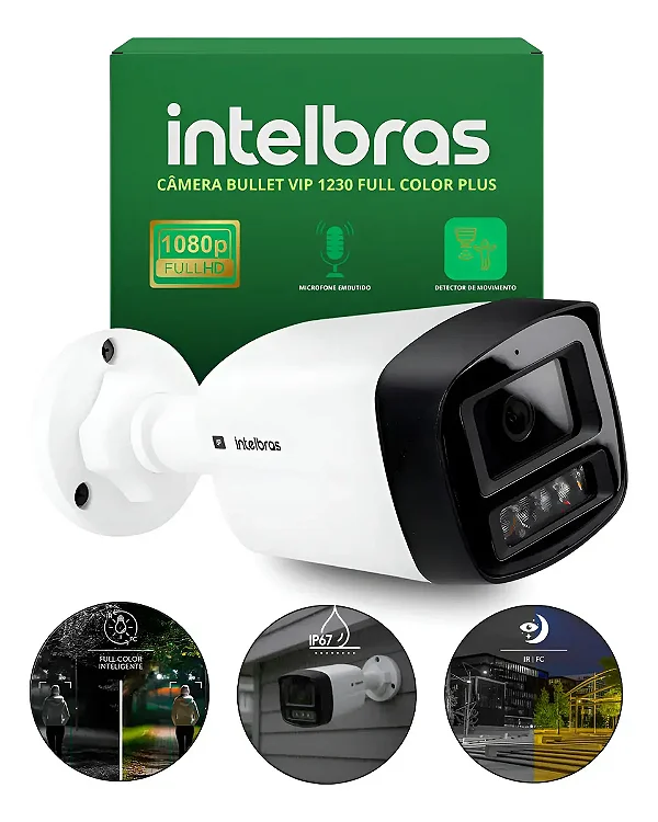 Câmera Intelbras Vip1230 Fc+ Ip Bullet Poe Full Hd Com Aúdio