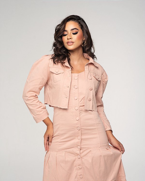 Vestido e Jaqueta Rosé Ref 15101R