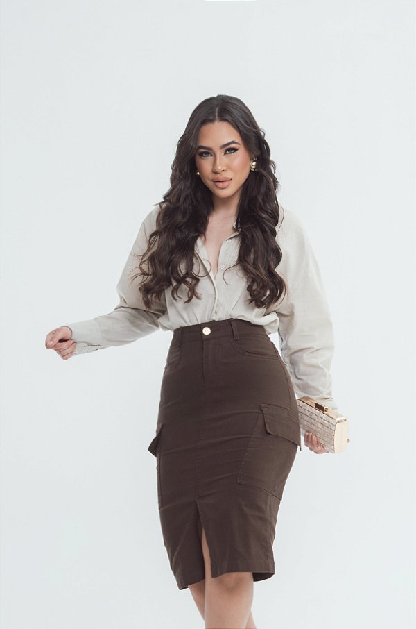 Saia Bolso Cargo Marrom Ref 15132MR