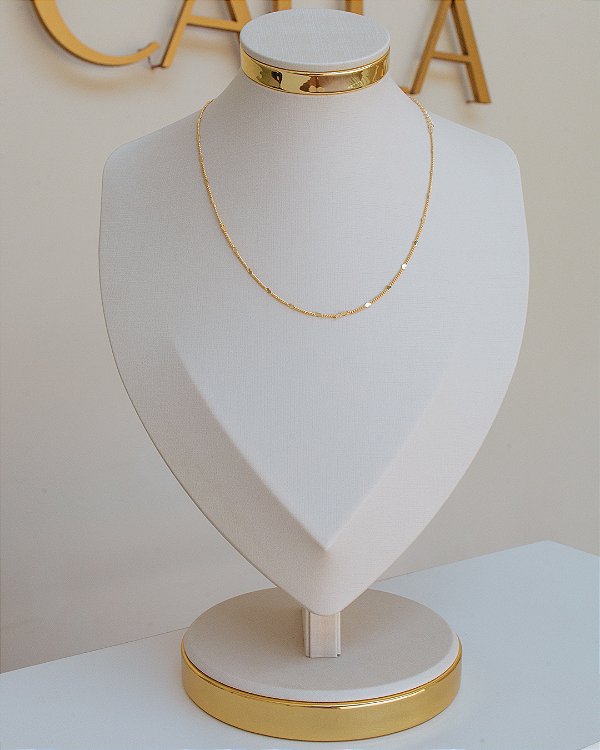 COLAR MINI CORAÇÕES 35CM NO OURO