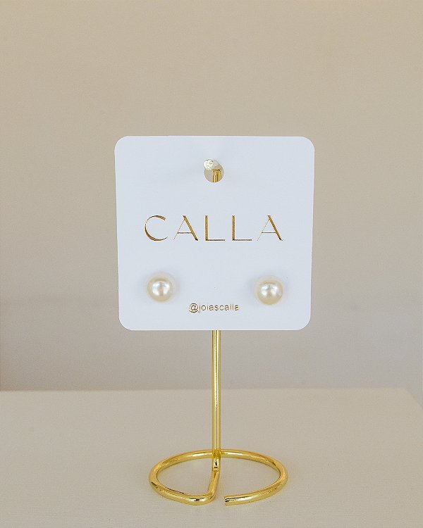 BRINCO FIXO PEROLA COGUMELO GRANDE NO OURO