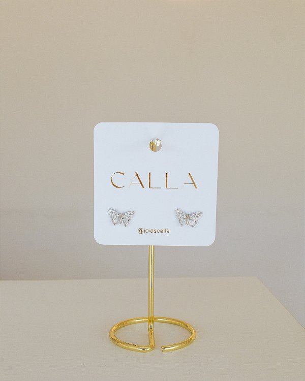 BRINCO DE BORBOLETA CRAVEJADA NA PRATA