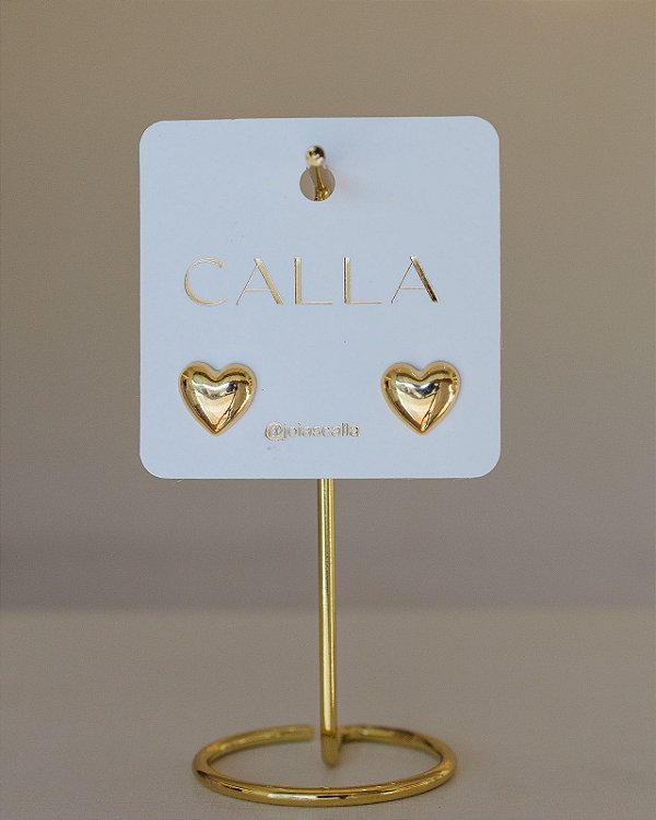 BRINCO CORAÇÃO LISO ABOLEADO NO OURO