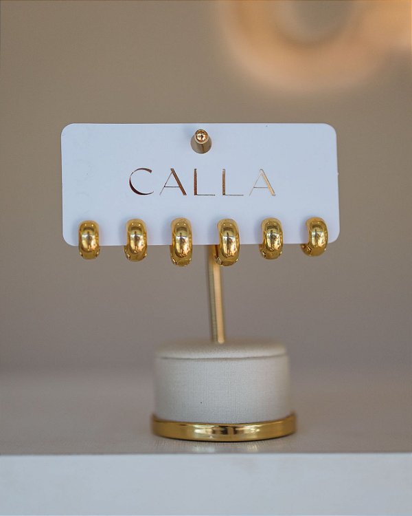 TRIO DE ARGOLAS BÁSICAS G NO OURO