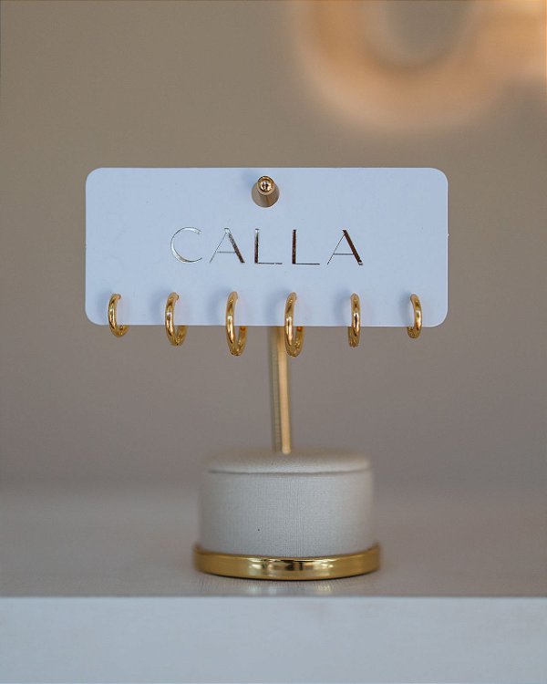 TRIO DE ARGOLAS BÁSICAS P NO OURO