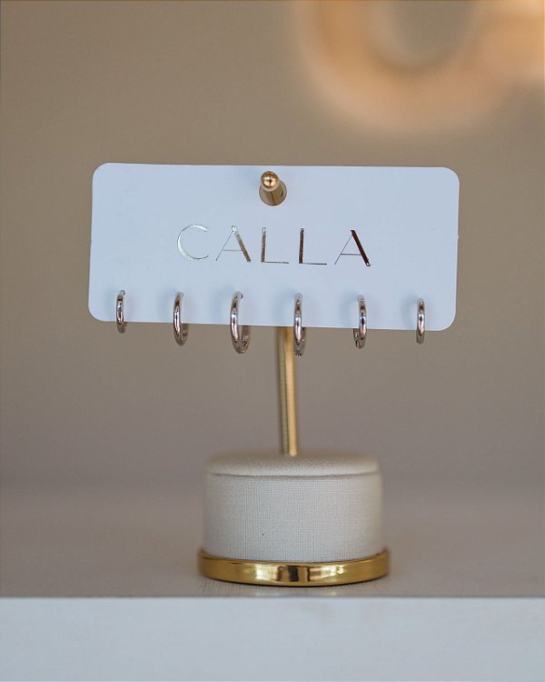 TRIO DE ARGOLAS BÁSICAS FINAS NA PRATA