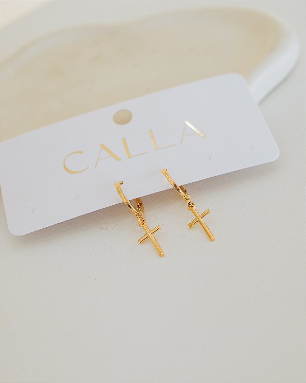 BRINCO ARGOLINHA CRUZ NO OURO