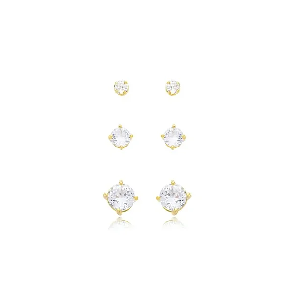 KIT BRINCO PONTO DE LUZ 4MM, 6MM E 8MM BANHADO A OURO 18K