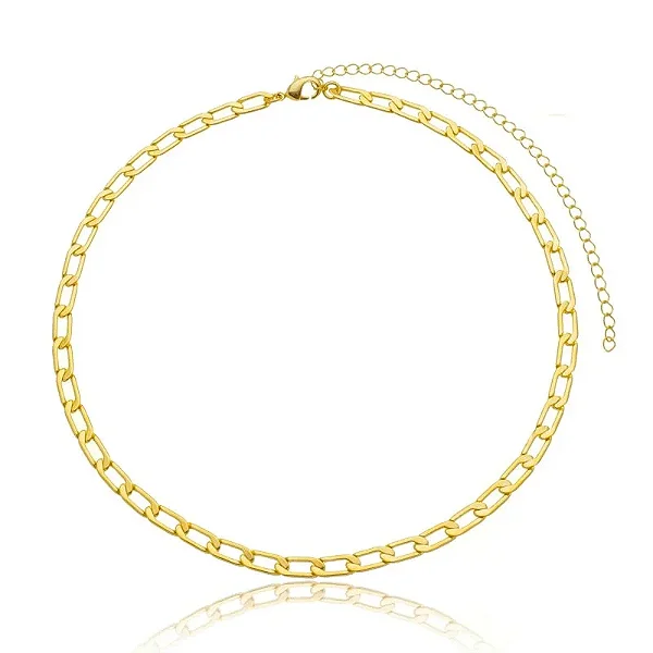 CHOKER ELOS ACHATADOS STYLE BANHADO A OURO