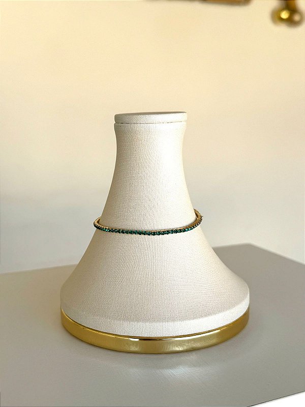 PULSEIRA PEDRAS NO VERDE NO OURO