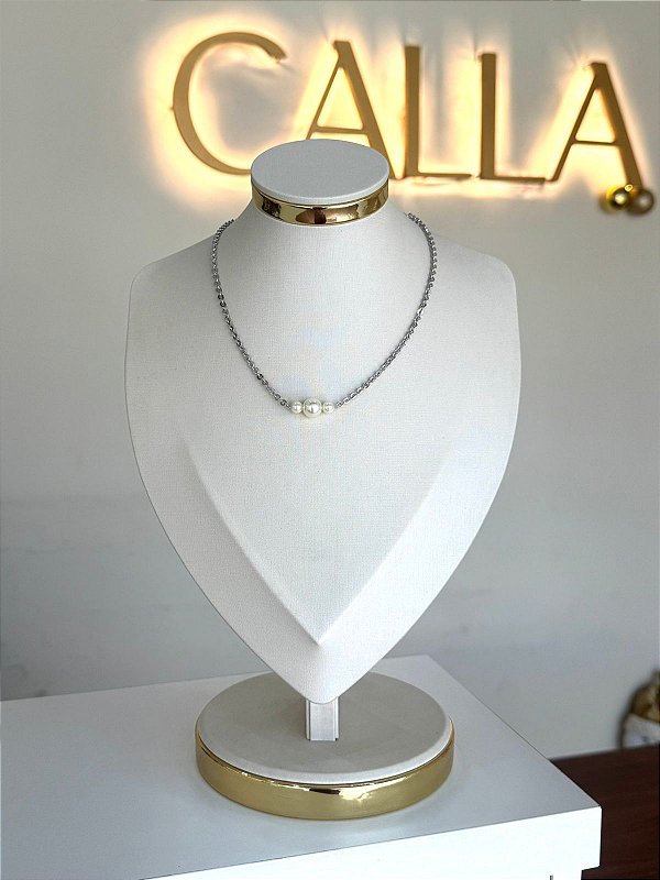 COLAR DE 3 PÉROLAS NO ELO DIFERENTE NO RÓDIO