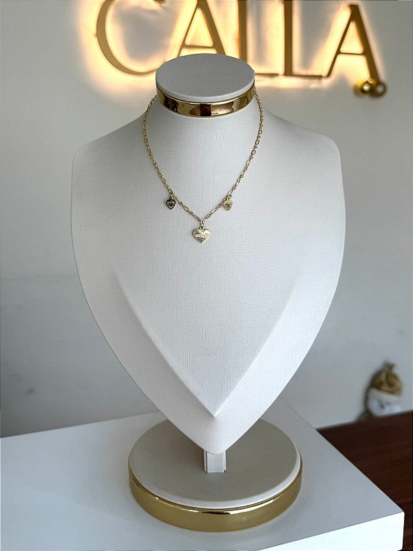 CHOKER CORAÇÃO GRATIDÃO NO OURO