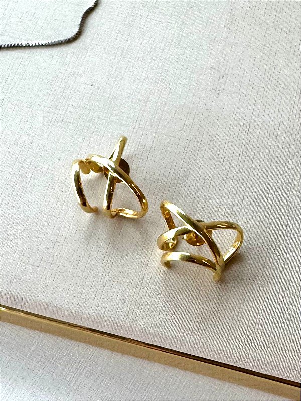 BRINCO EAR CUFF CRUZADO NO OURO
