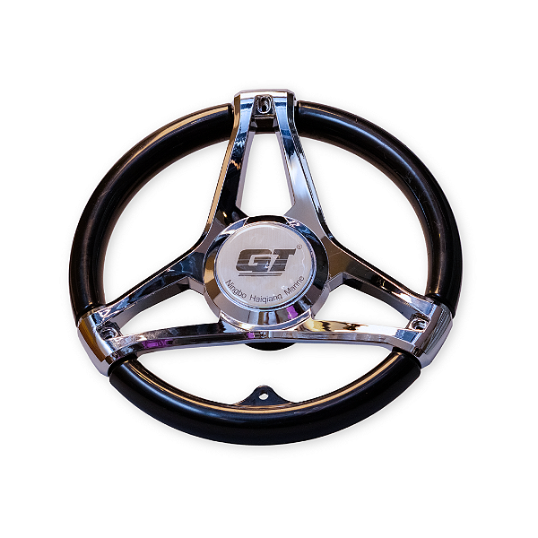 Volante GT NINGBO 3 Raios Preto e Prata Polido
