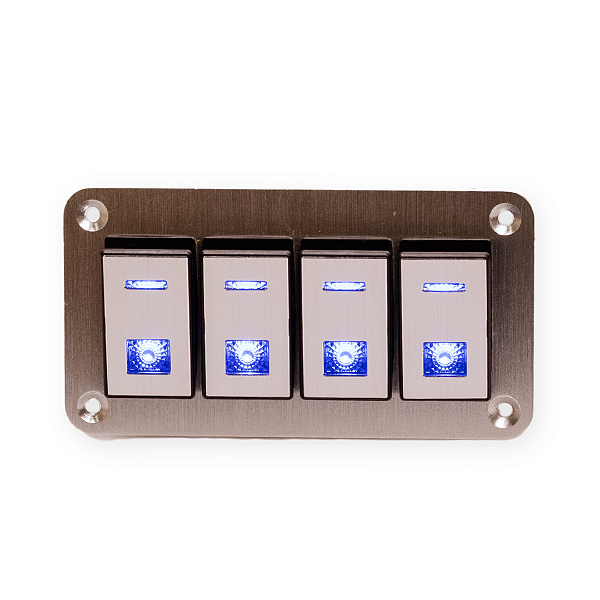 Painel Retangular Alumínio LED Azul 4 Botões
