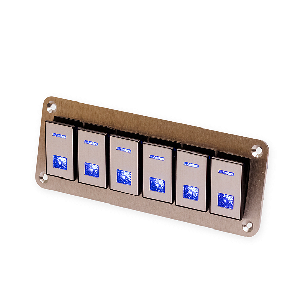 Painel Retangular Alumínio LED Azul 6 Botões