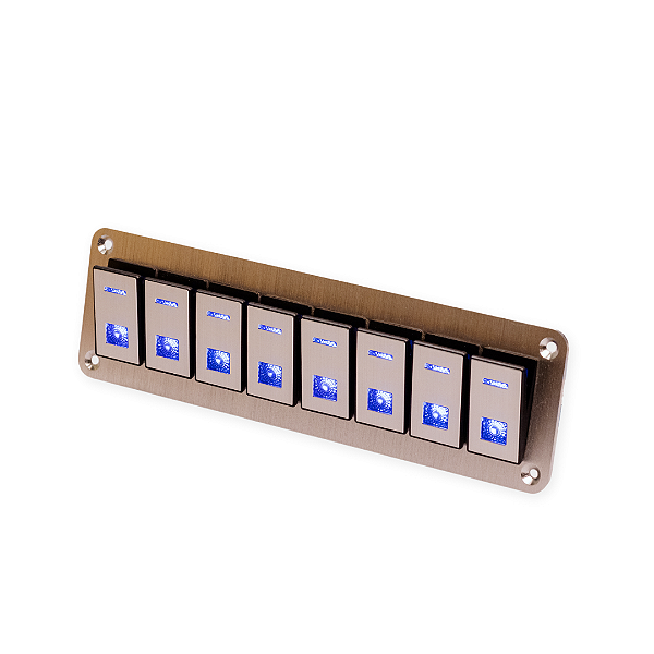 Painel Retangular Alumínio LED Azul 8 Botões