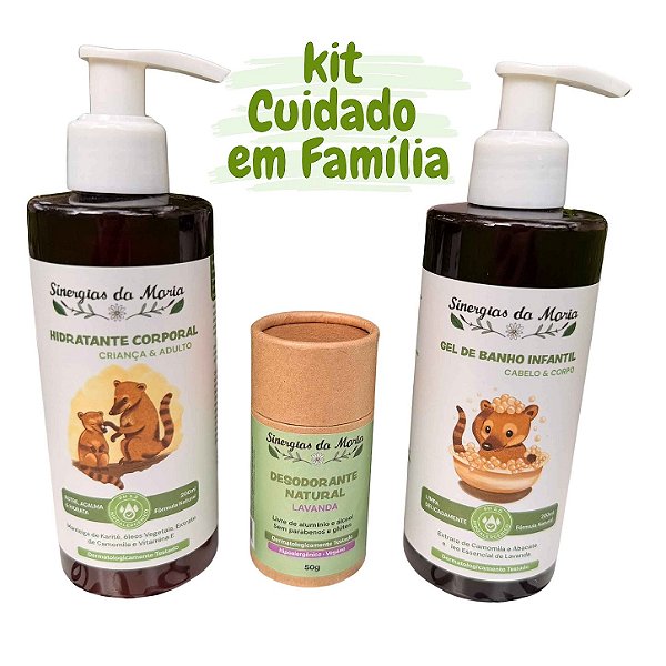 Kit Cuidado em Família - Banho e Hidratação - Desodorante + Sabonete Líquido + Hidratante Corporal