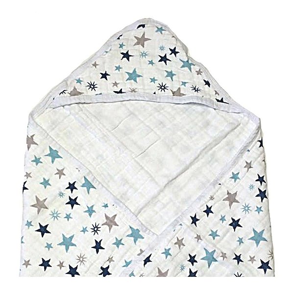 Toalha de Banho Swaddle Estrelas Azul