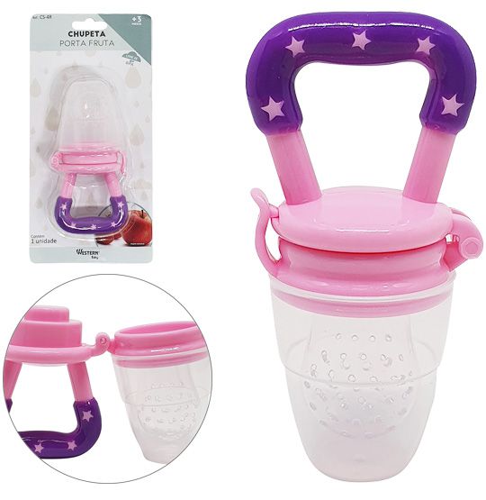 Chupeta Porta Fruta Silicone Western Baby Rosa