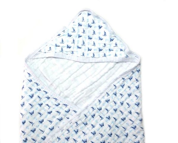 Toalha de Banho Swaddle Barquinhos Azul