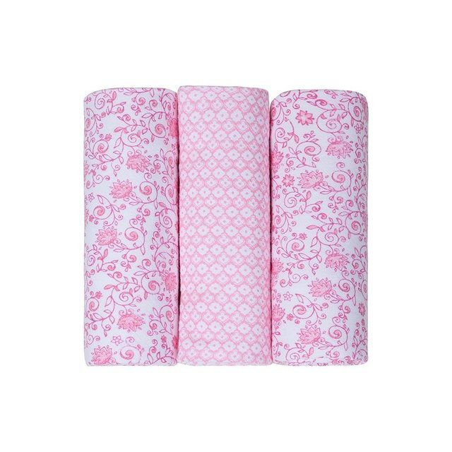 Conjunto Cueiro Papi Composê Estampado Rosa Floral 80x60 - 3 unidades- Papi Têxtil