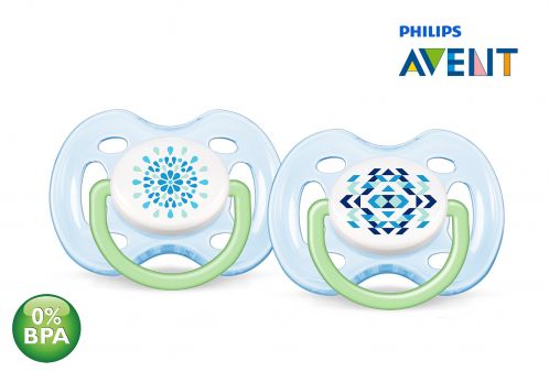 Chupeta de Bebê Ortodôntica Contemporânea 0 6 Meses Azul Philips Avent 02 unidades