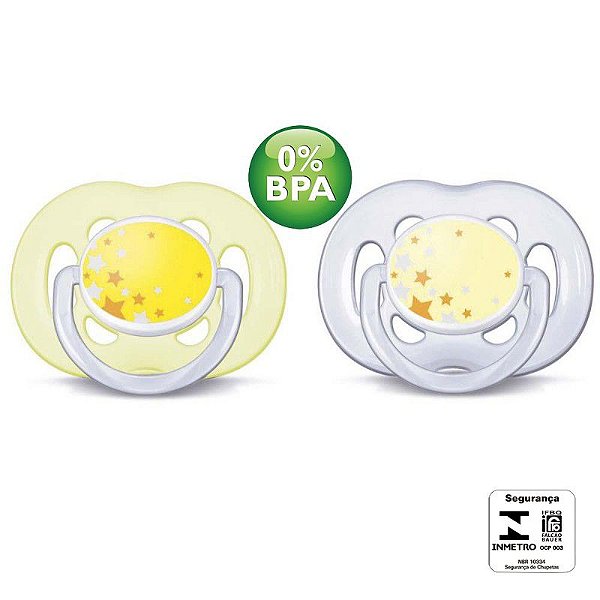 Chupeta de Bebê Ortodôntica  Kight Time Philips Avent 6 a 18 meses-  02 unidades